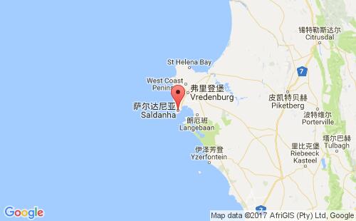 萨尔达尼亚湾港港口位置