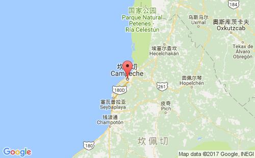 坎佩切港港口位置
