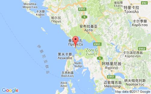 普雷韦扎港港口位置