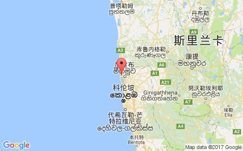 尼甘布港港口位置