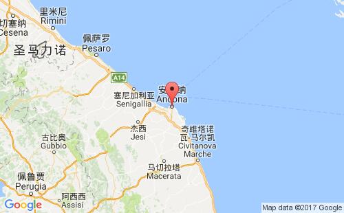 安科纳港港口位置
