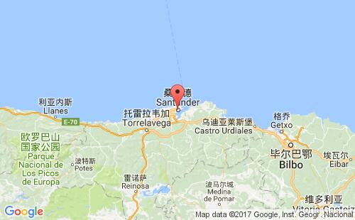 桑坦德港港口位置