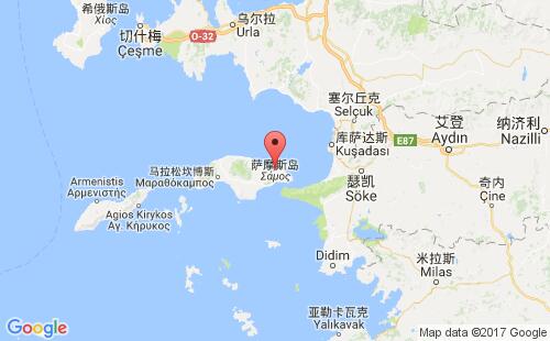 萨摩斯岛港港口位置
