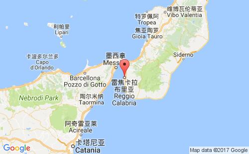 雷焦卡拉布里亚港港口位置