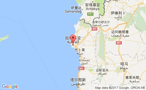 拉塔基亚港港口位置