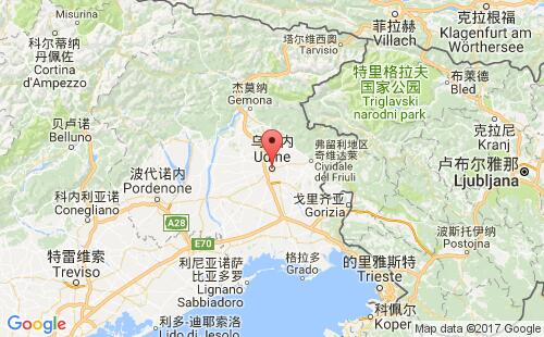 乌迪内港港口位置