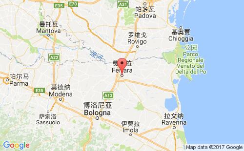 费拉拉城港港口位置