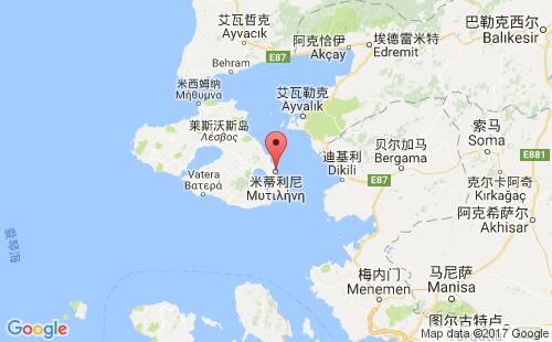 米提林尼港港口位置