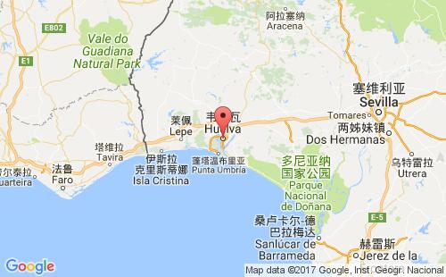 韦尔瓦港港口位置