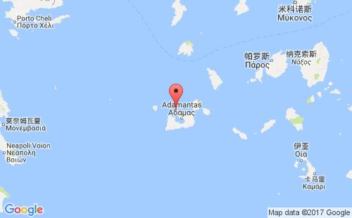 米洛斯岛港港口位置