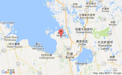 米德兰港港口位置