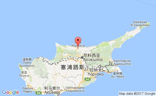 凯里尼亚港港口位置